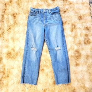 Women's Levi's Ribcage Straight Ankle Jeans High Rise Button Fly, Size 28